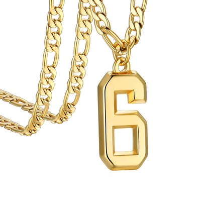  Sport Number 6 Figaro Chain Necklaces in Gold Plated