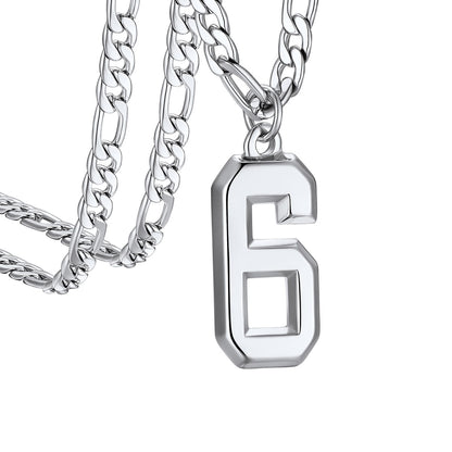  Sport Number 6 Figaro Chain Necklaces in stainless steel