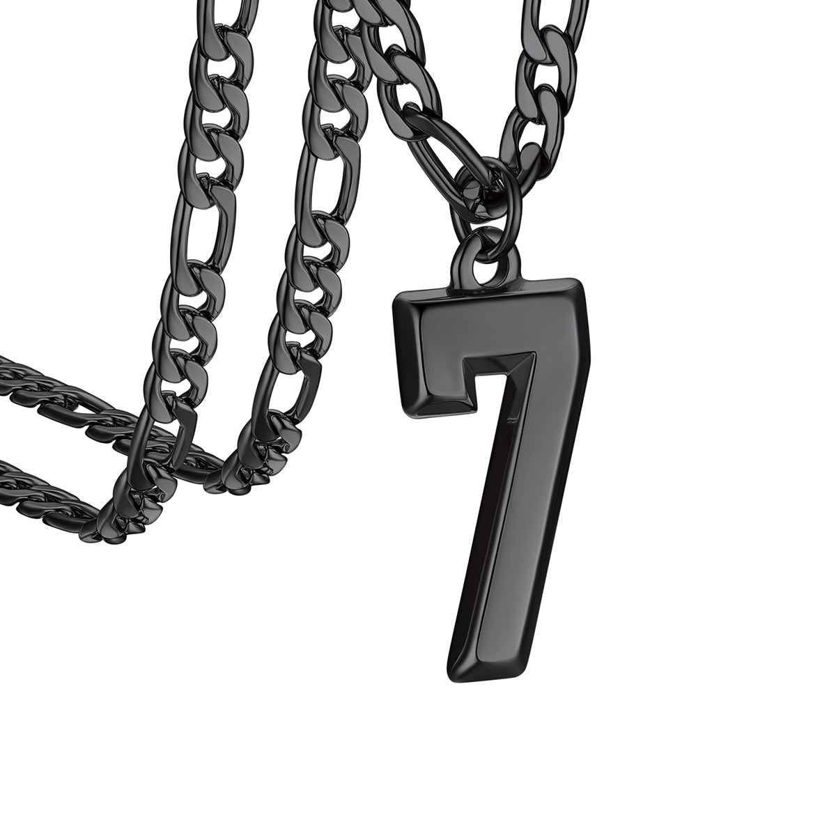  Sport Number 7 Figaro Chain Necklaces in Black Plated
