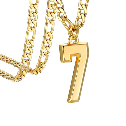  Sport Number 7 Figaro Chain Necklaces in Gold Plated