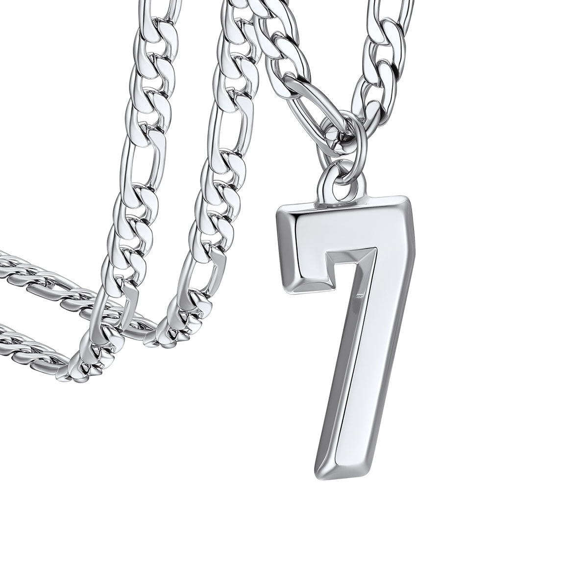  Sport Number 7 Figaro Chain Necklaces in stainless steel