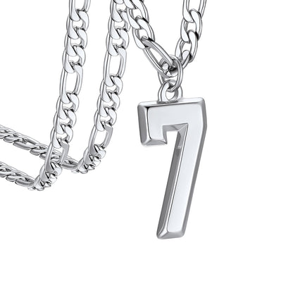  Sport Number 7 Figaro Chain Necklaces in stainless steel