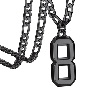  Sport Number 8 Figaro Chain Necklaces in Black Plated