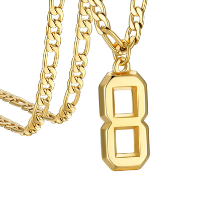  Sport Number 8 Figaro Chain Necklaces in Gold Plated