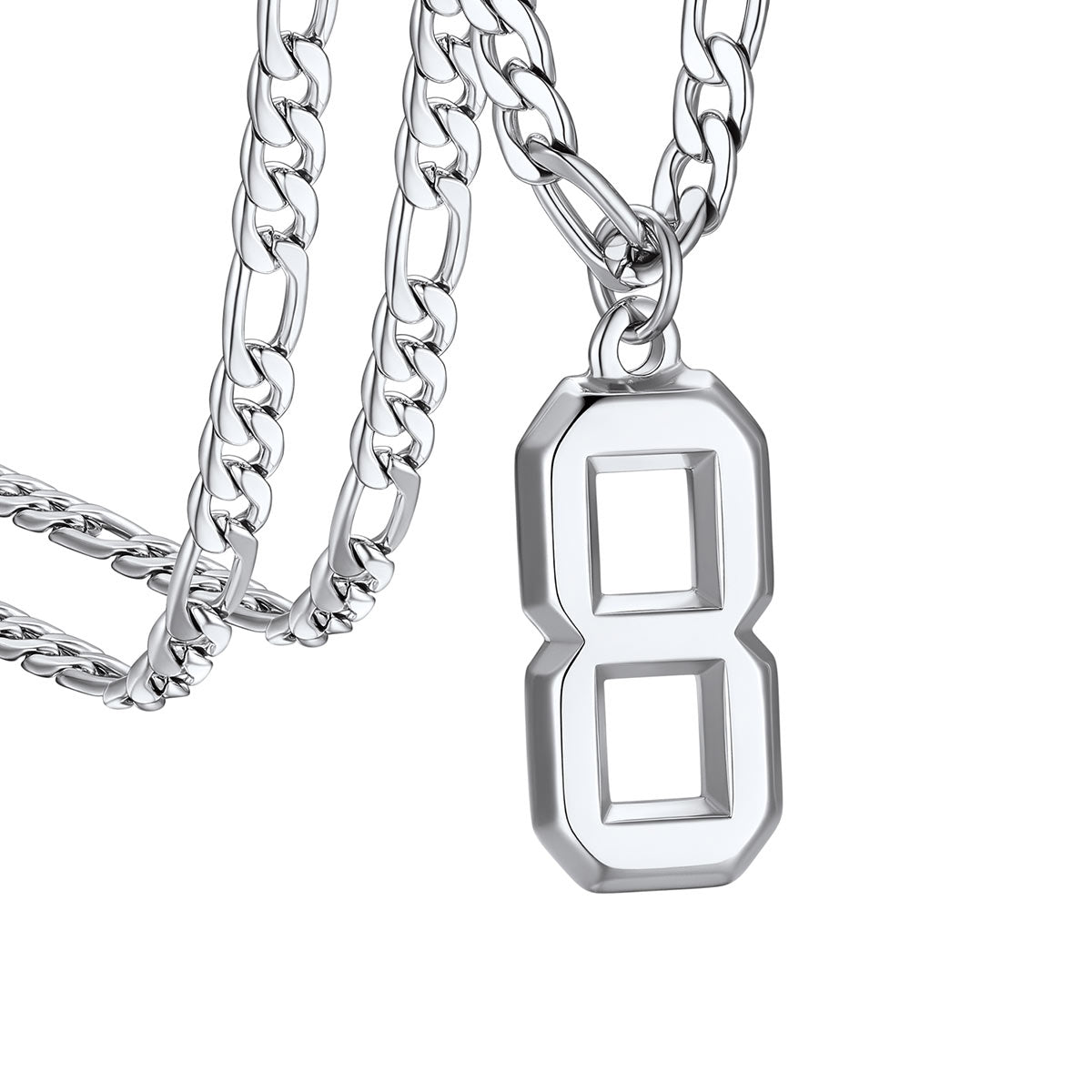  Sport Number 8 Figaro Chain Necklaces in stainless steel