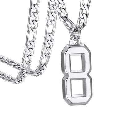  Sport Number 8 Figaro Chain Necklaces in stainless steel