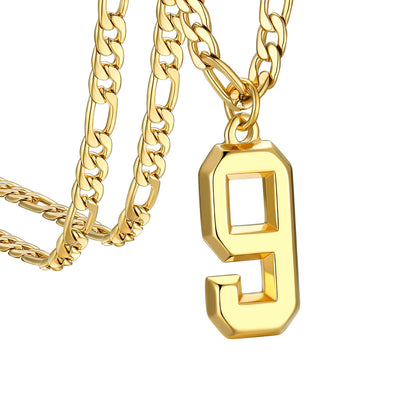  Sport Number 9 Figaro Chain Necklaces in Gold Plated