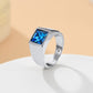 Personalized Square Cut Birthstone Signet Band Ring for Men