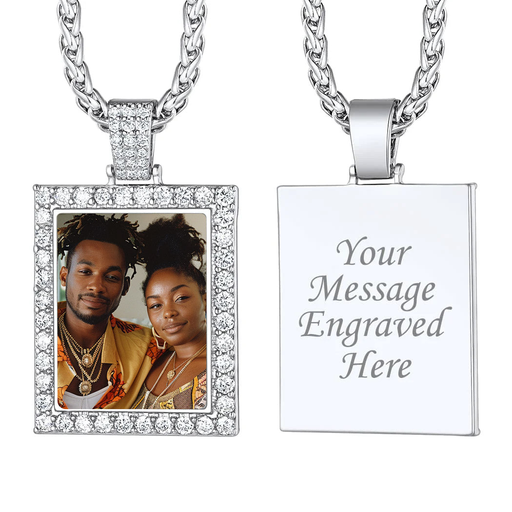 Silver Square Picture Necklace