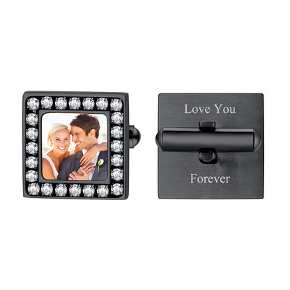 Square Halo Photo Cufflinks for Men