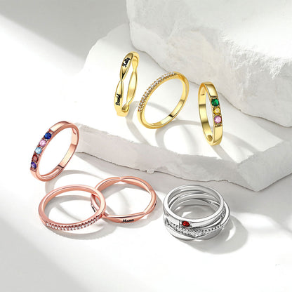 Stackable Ring With Birthstone for Women