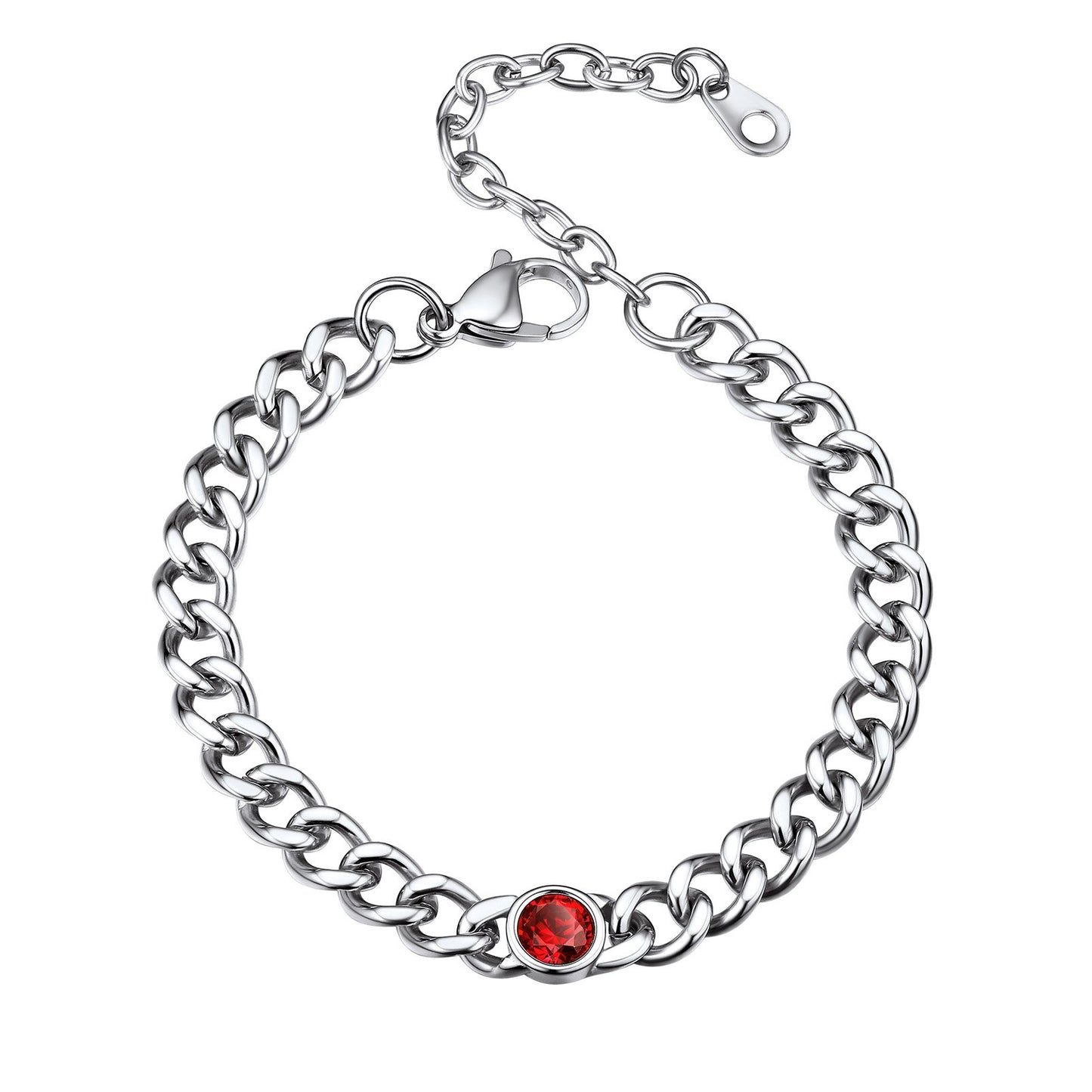 Stainless Steel Birthstone Cuban Link Bracelet