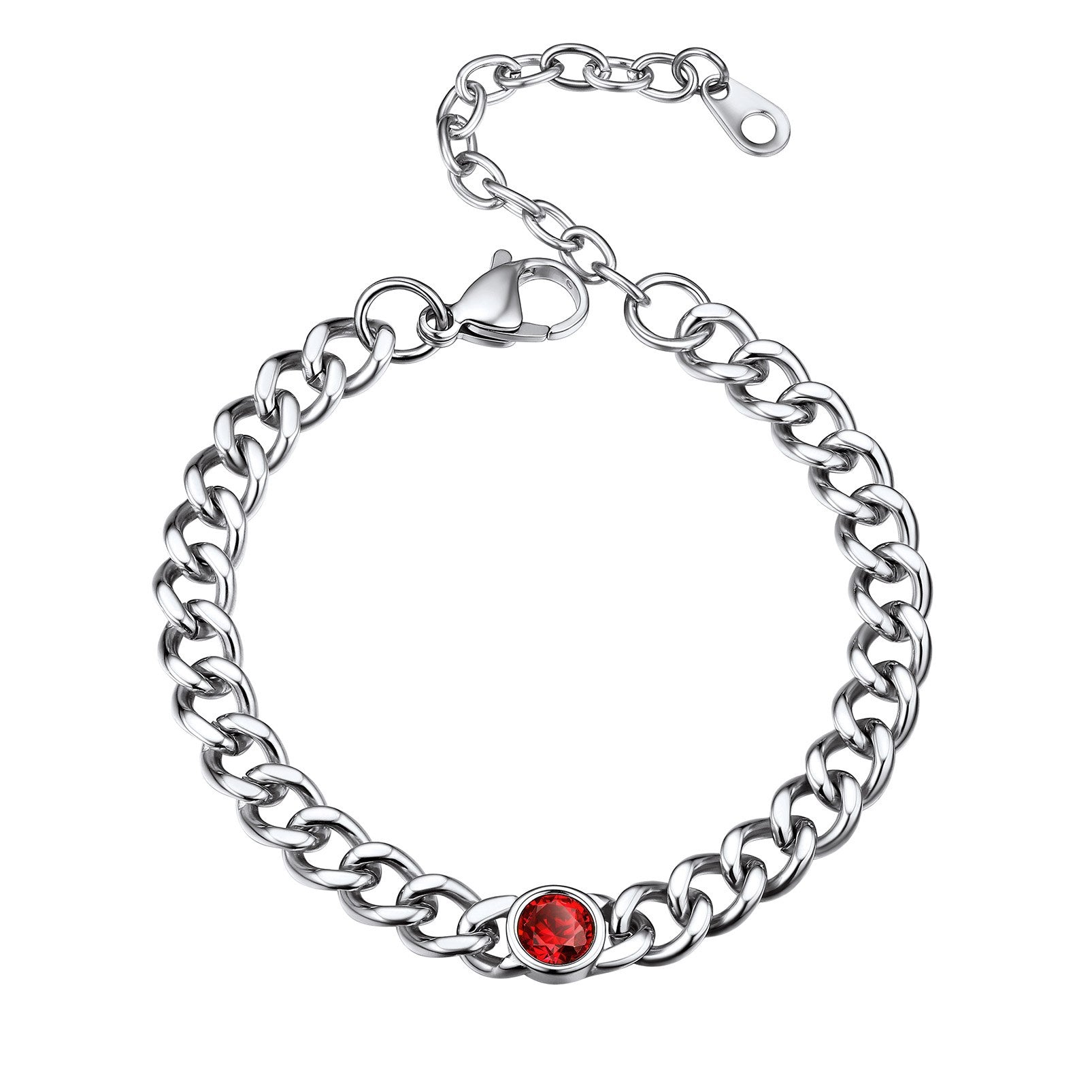 Stainless Steel Birthstone Cuban Link Bracelet