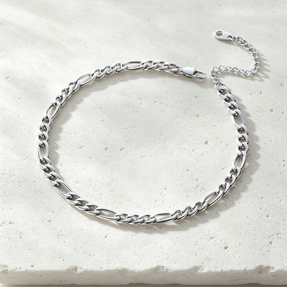 Stainless Steel Figaro Chain Anklet 5MM in Steel
