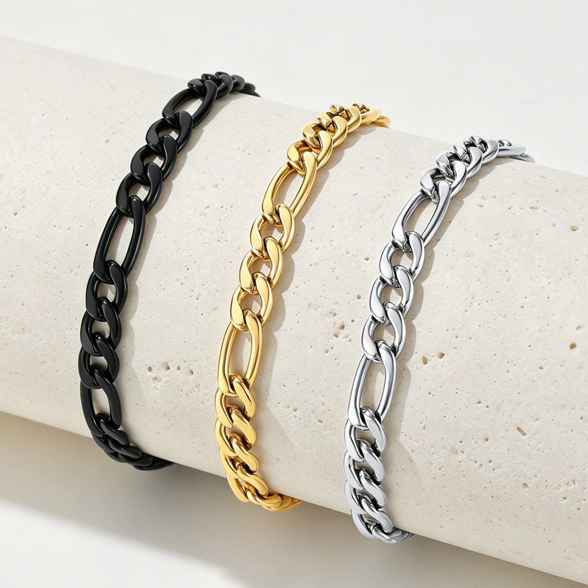 Stainless Steel Figaro Chain Anklet 5MM in different color