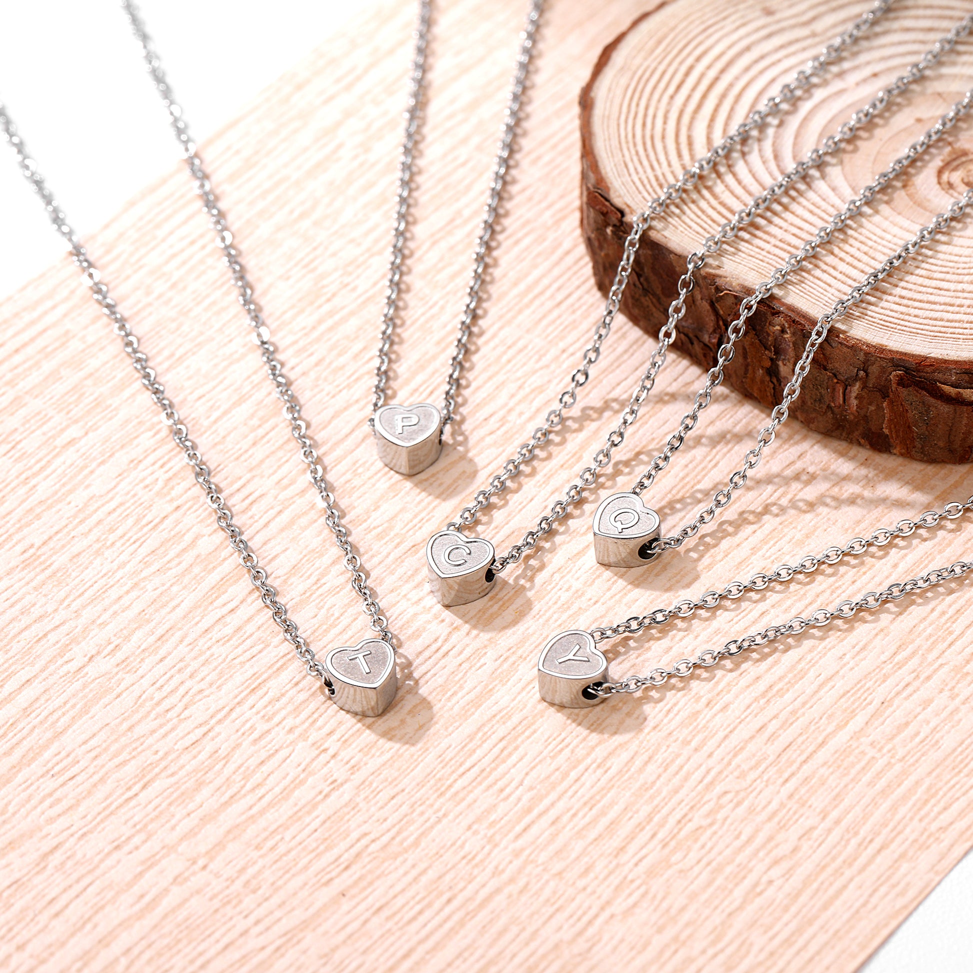 Stainless Steel Initial Heart Necklace