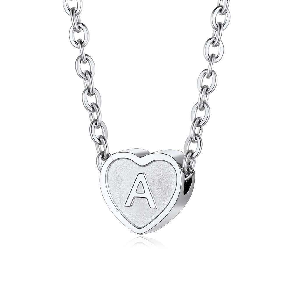 Stainless Steel Initial Heart Necklace for Women