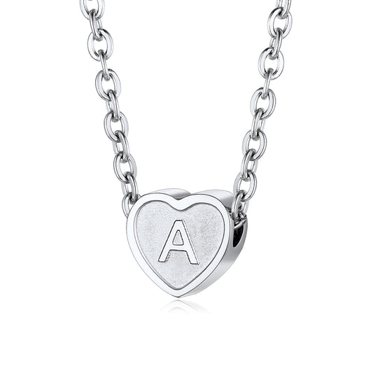 Stainless Steel Initial Heart Necklace for Women