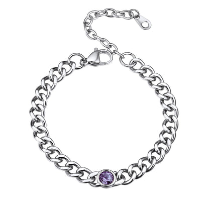 Stainless Steel June Birthstone Cuban Link Bracelet