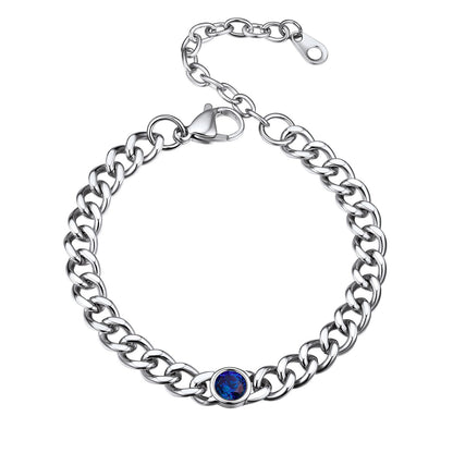Stainless Steel September Birthstone Cuban Link Bracelet