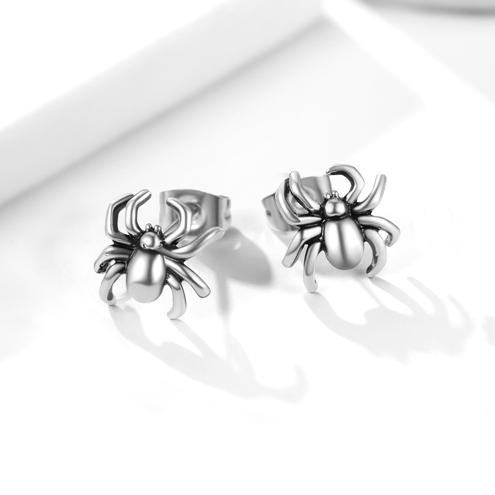 Stainless Steel Spider Stud Earrings Steel