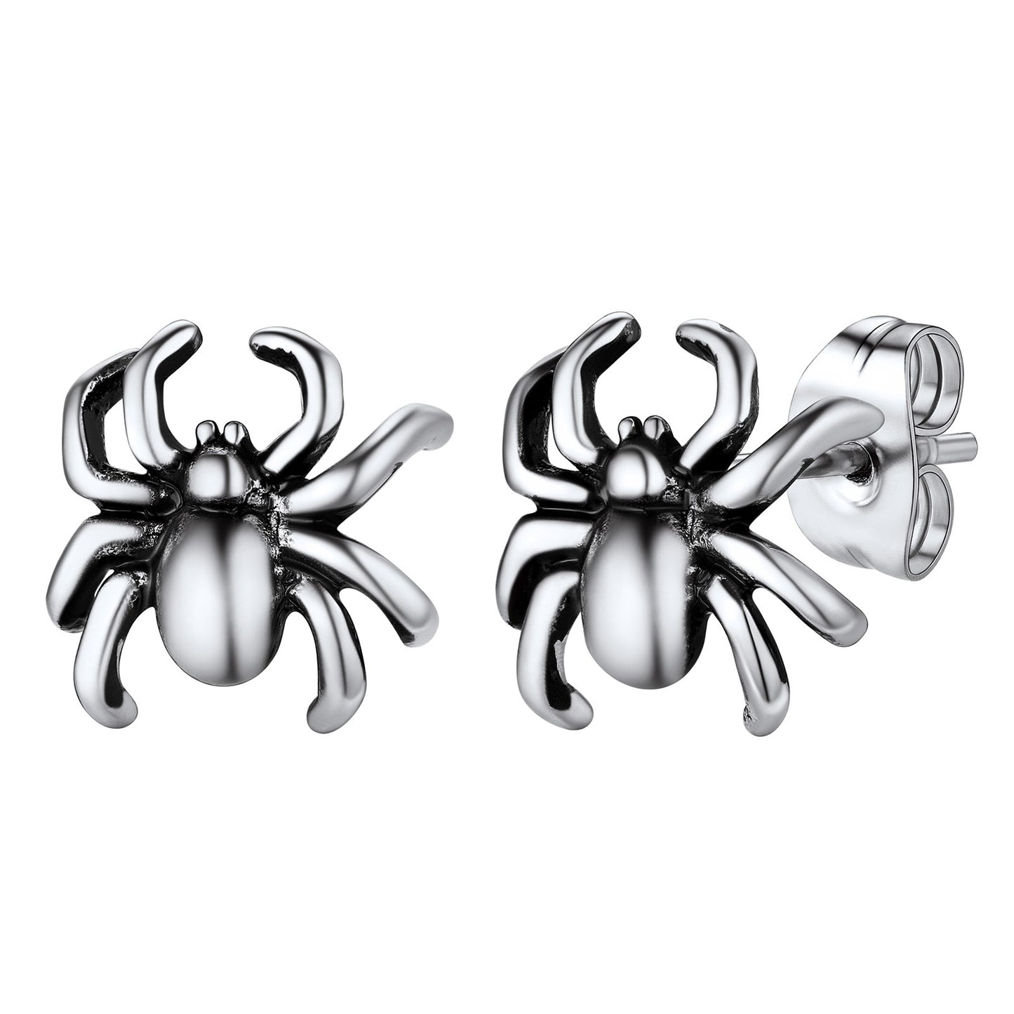Stainless Steel Spider Stud Earrings for Women Men