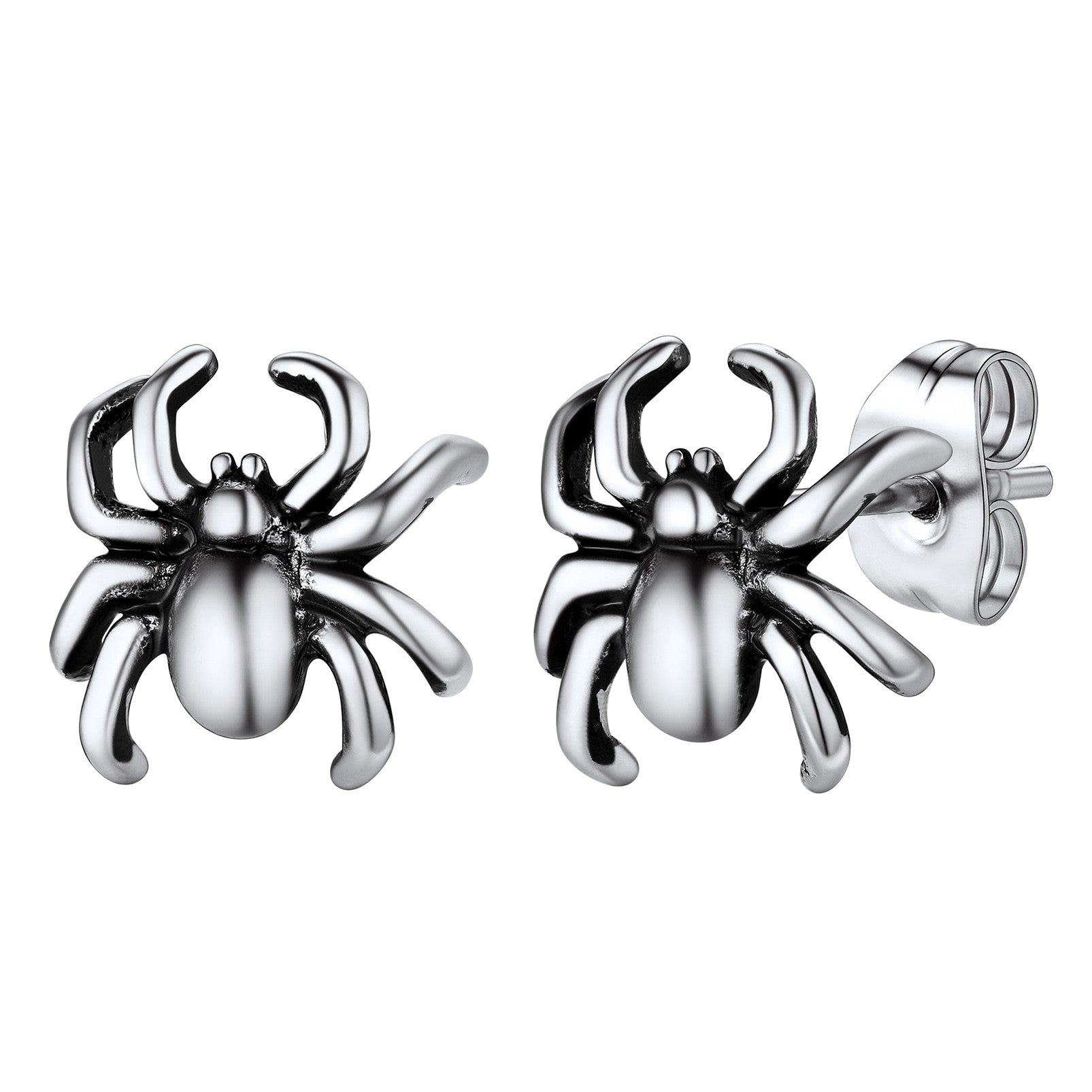 Stainless Steel Spider Stud Earrings for Women Men