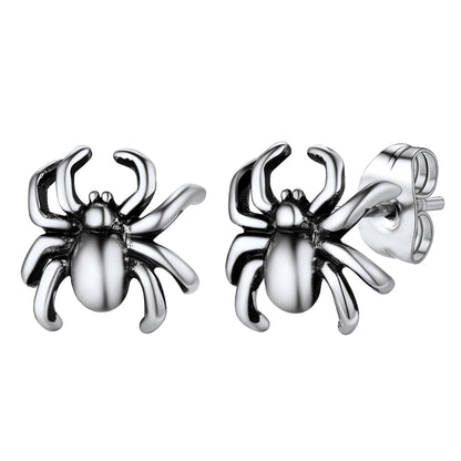 Stainless Steel Spider Stud Earrings for Women Men