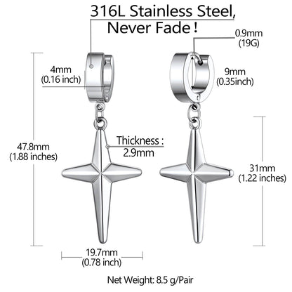 Star Hoop Dangle Drop Earrings: Dimension, Durable