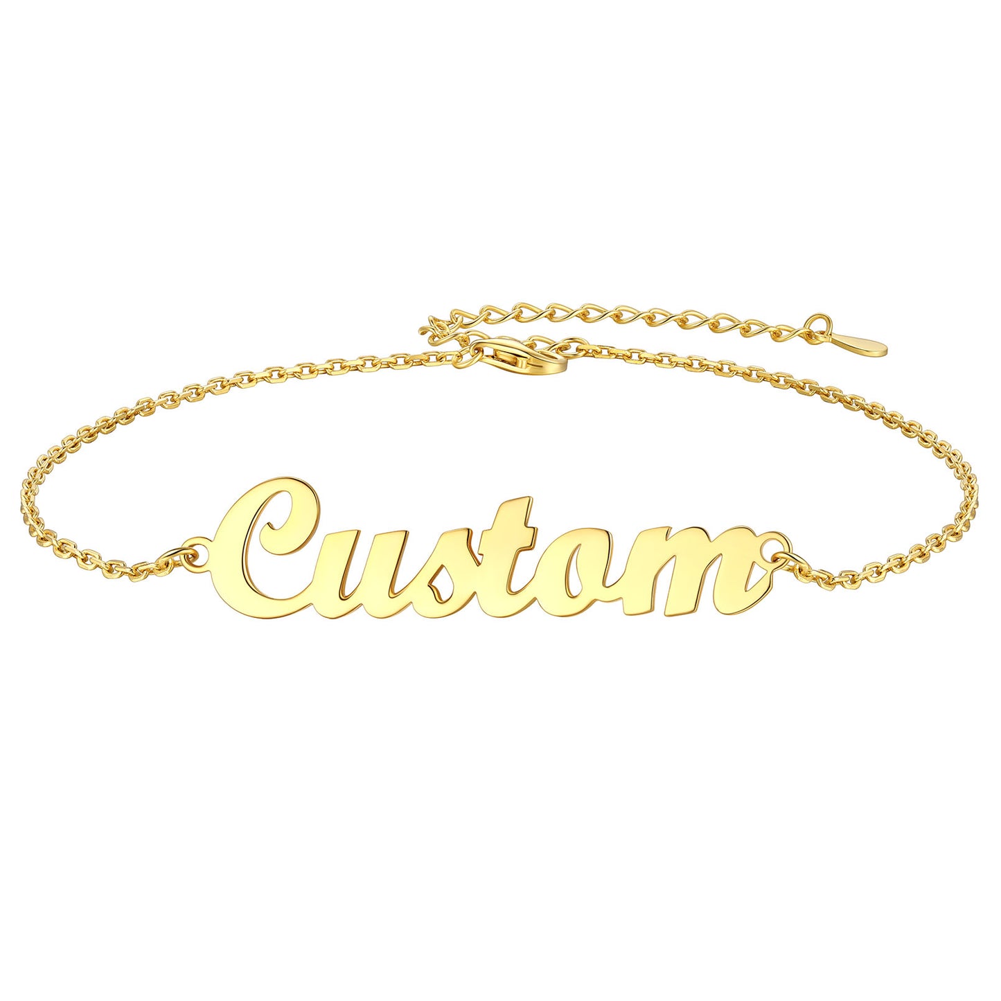 Sterling Silver Custom Name Ankle Bracelet for Women Gold