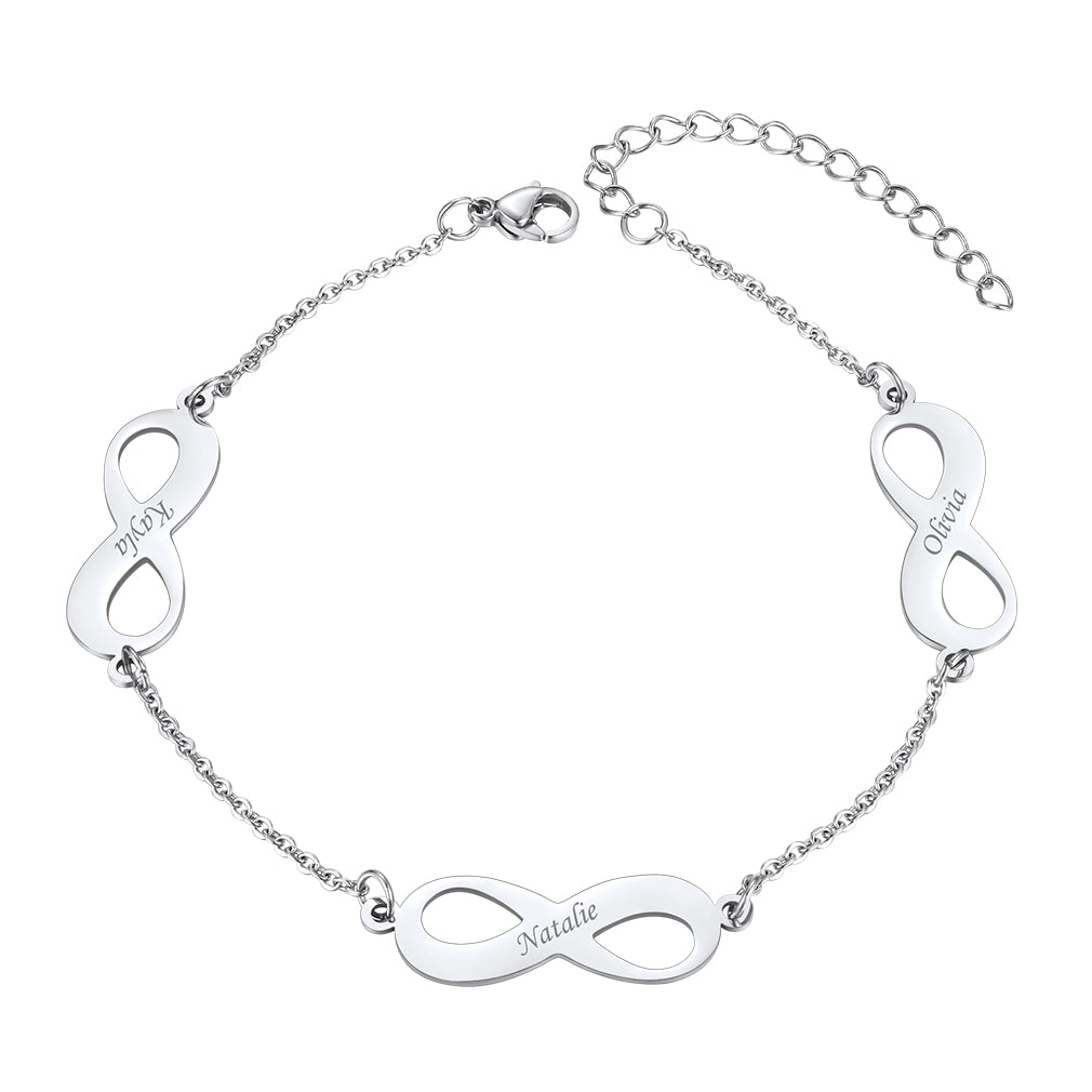 Sterling Silver Infinity Ankle Bracelet With Custom Name
