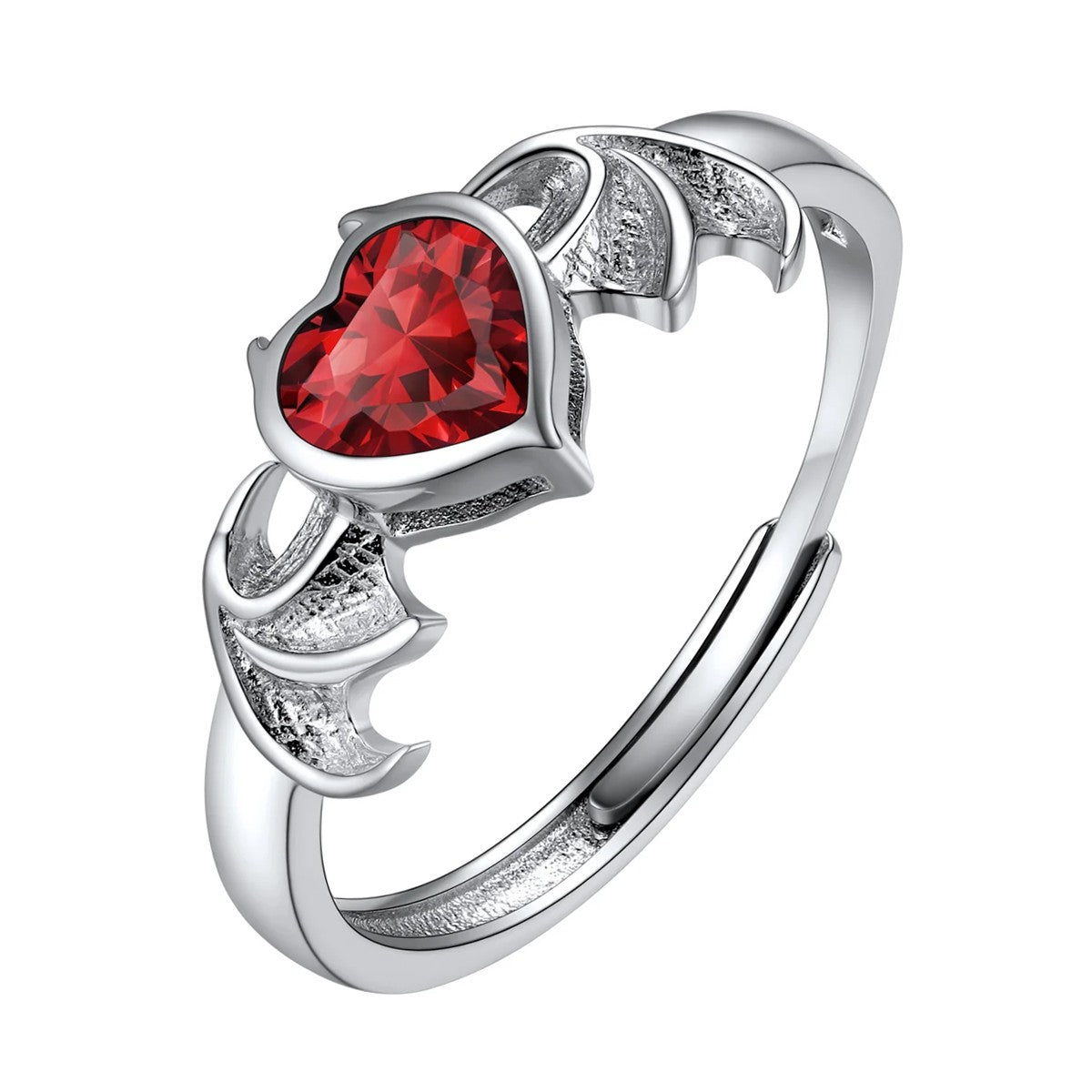 Starchenie Angel Wings Heart Ring - 925 Sterling Silver With Cubic Zirconia Birthstone For Women