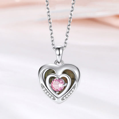 Sterling Silver Birthstone Heart Photo Locket Necklace
