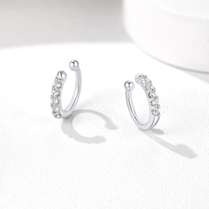 Sterling Silver CZ Ear Cuff Clip on Earrings-2