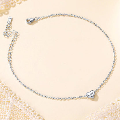 Sterling Silver Custom Engraved Heart Anklets