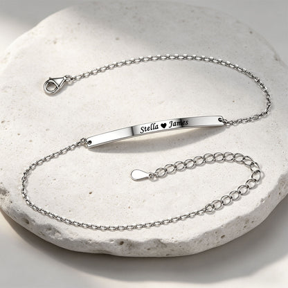 Sterling Silver Engraved Bar Anklet
