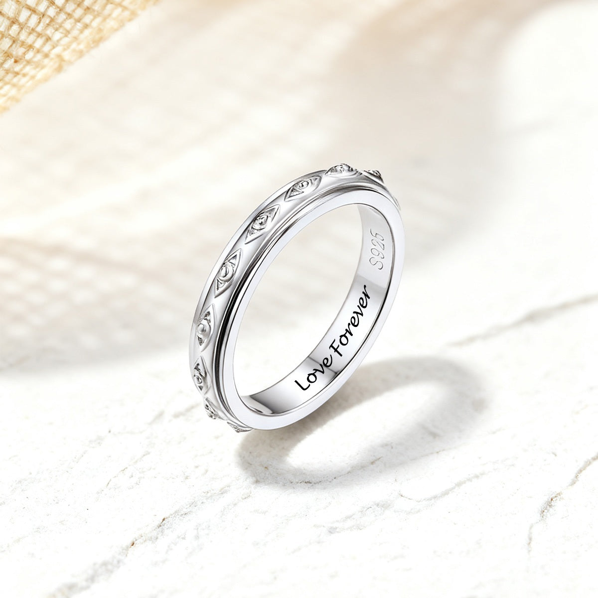 Sterling Silver Evil Eye Anxiety Fidget Ring