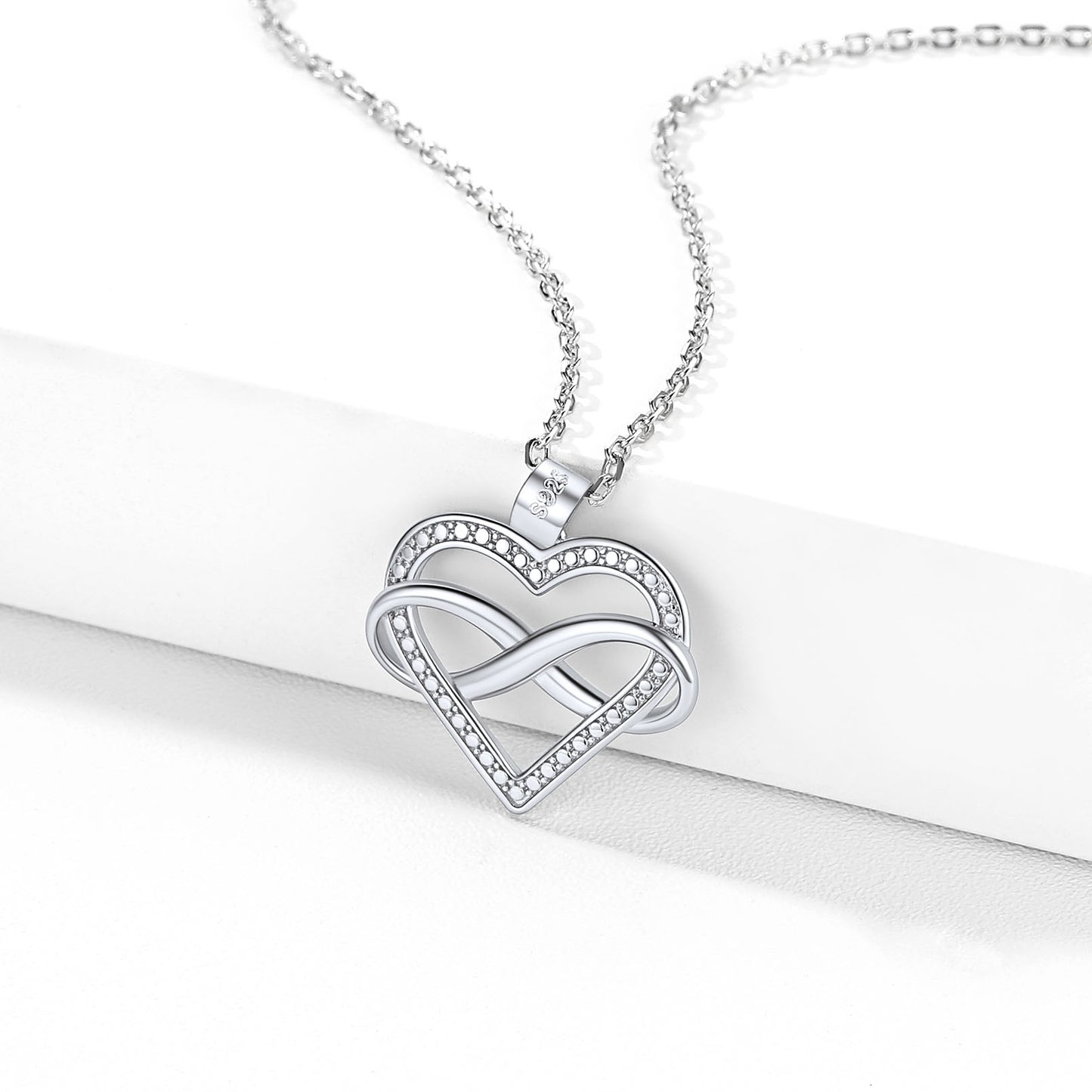 Sterling Silver Heart Infinity Pendant Necklace