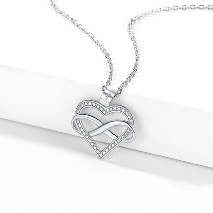Sterling Silver Heart Infinity Pendant Necklace