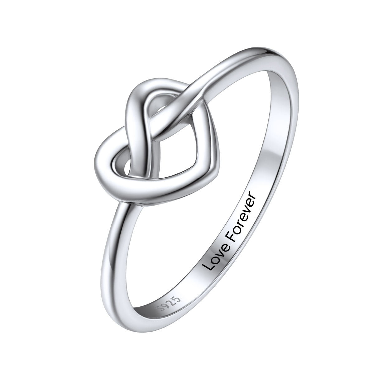 Sterling Silver Heart Love Knot Promise Ring for Women