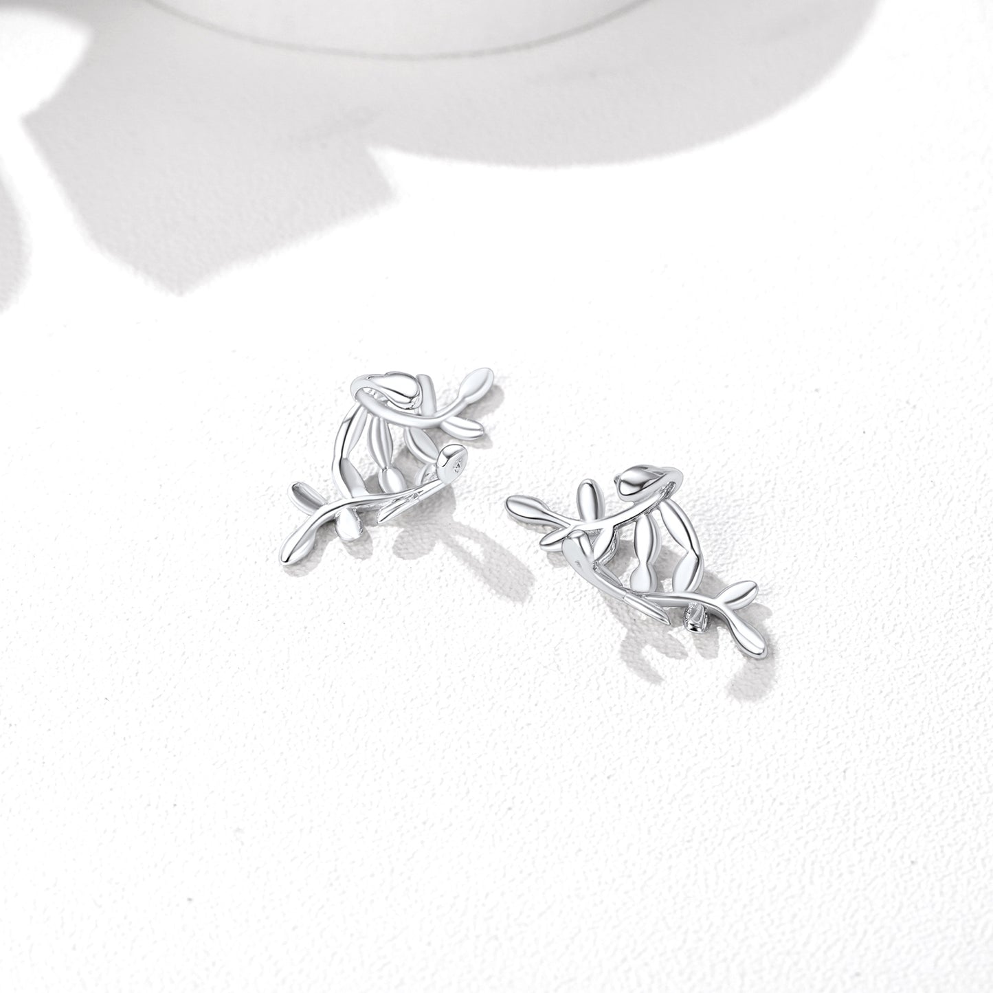 Sterling Silver Leaf Ear Cuff Earrings