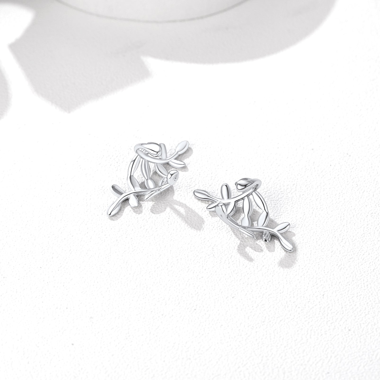 Sterling Silver Leaf Ear Cuff Earrings