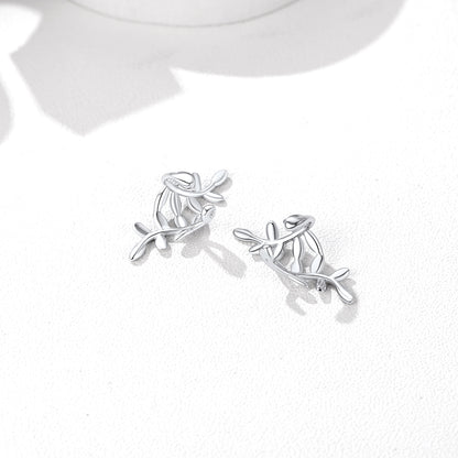Sterling Silver Leaf Ear Cuff Earrings