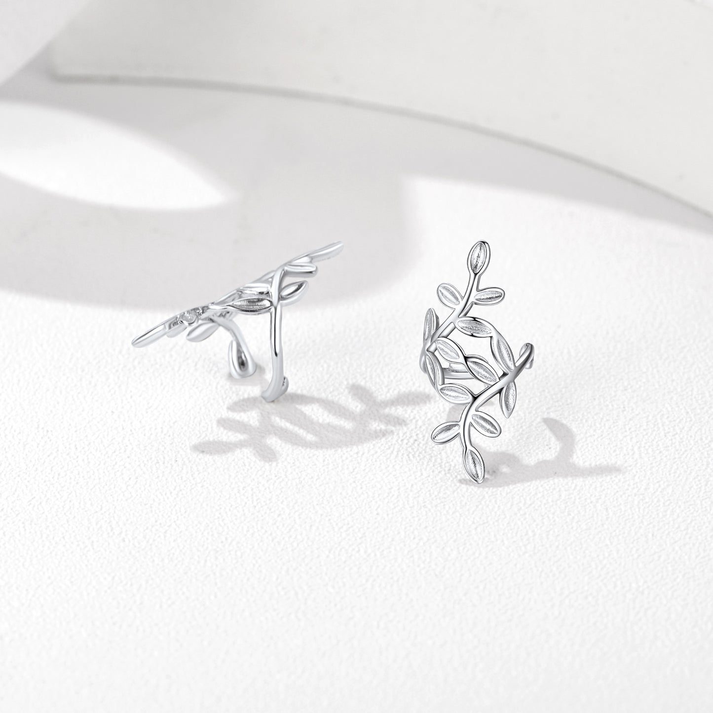 Sterling Silver Leaf Ear Cuff Earrings for Women