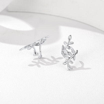 Sterling Silver Leaf Ear Cuff Earrings for Women
