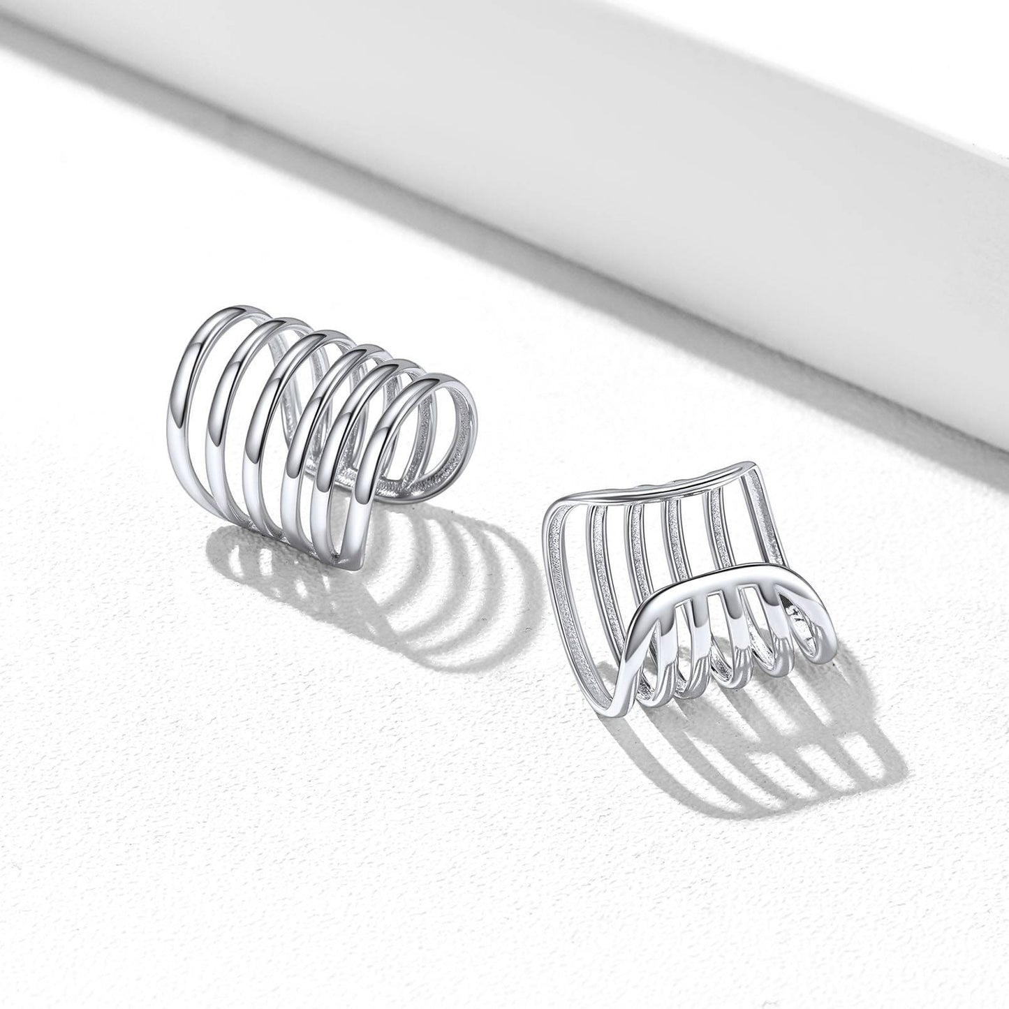 Sterling Silver Multi Lines Ear Cuff Earrings