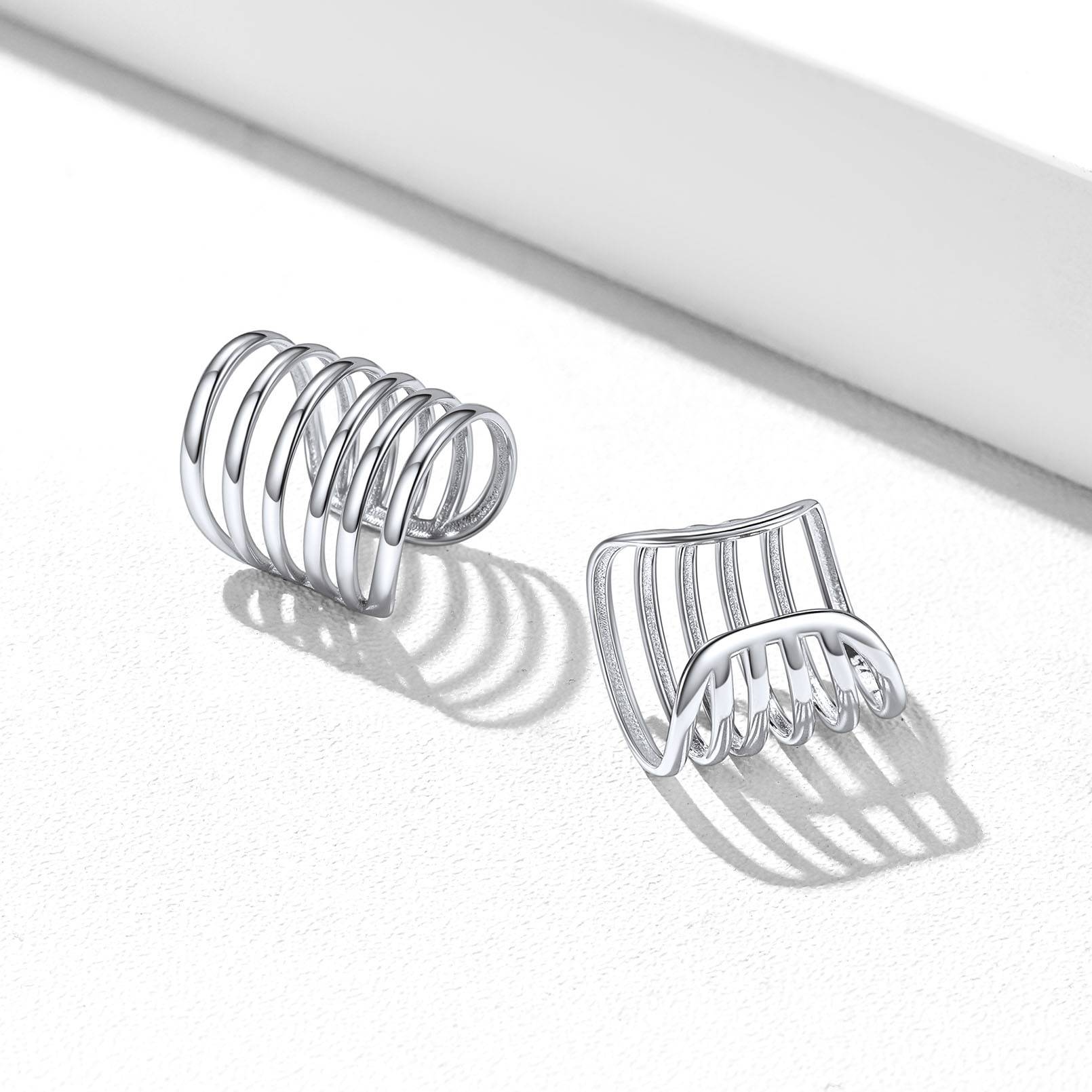 Sterling Silver Multi Lines Ear Cuff Earrings