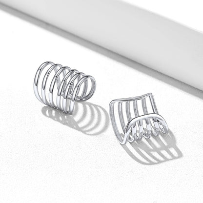 Sterling Silver Multi Lines Ear Cuff Earrings