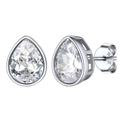 Sterling Silver Pear Cut CZ Stud Earrings
