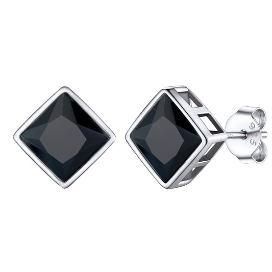 Sterling Silver Princess Cut CZ Stud Earrings